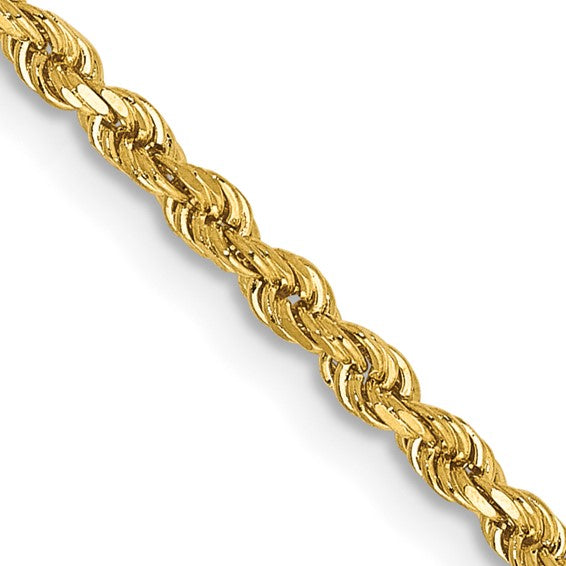 2mm Solid Diamond-Cut Rope Chain Necklace