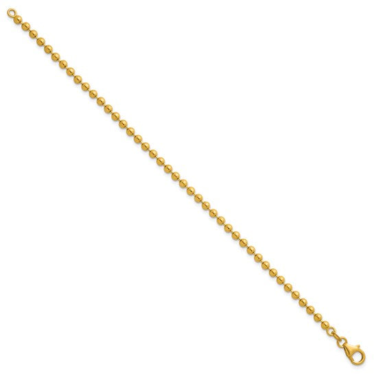 3.2mm Semi-Solid Gold Beaded Ball Bracelet