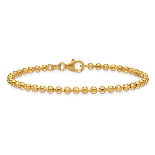 3.2mm Semi-Solid Gold Beaded Ball Bracelet