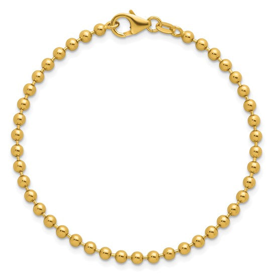 3.2mm Semi-Solid Gold Beaded Ball Bracelet