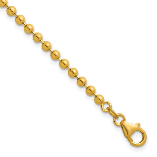 3.2mm Semi-Solid Gold Beaded Ball Bracelet