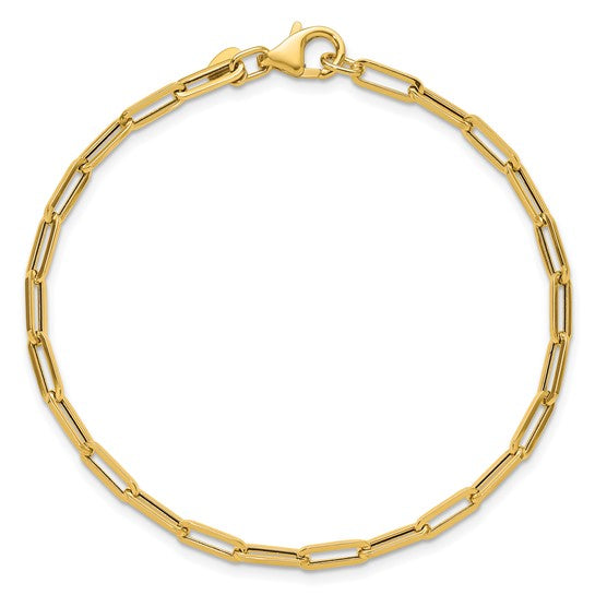 4mm Hollow Gold Paperclip Link Bracelet