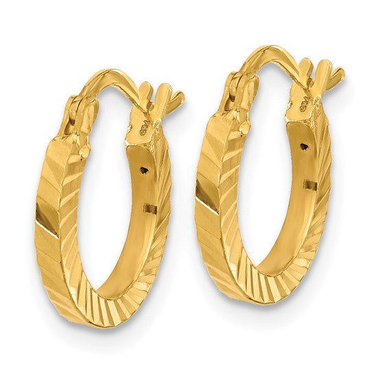 12mm Semi-Solid Diamond-Cut Hoop Earrings - 24K Yellow Gold