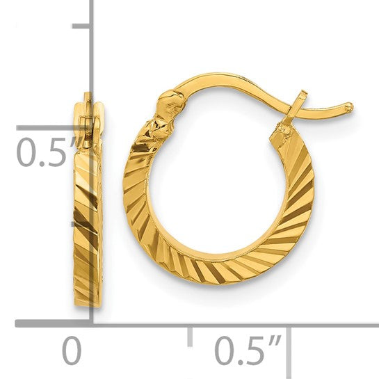 12mm Semi-Solid Diamond-Cut Hoop Earrings - 24K Yellow Gold