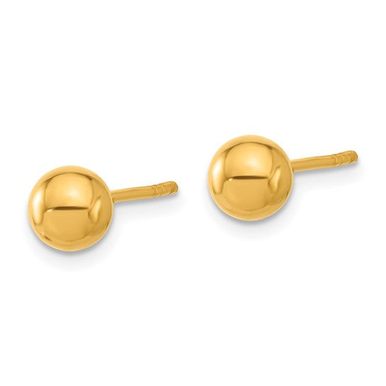 6mm Ball Post Stud Earrings - 24K Yellow Gold