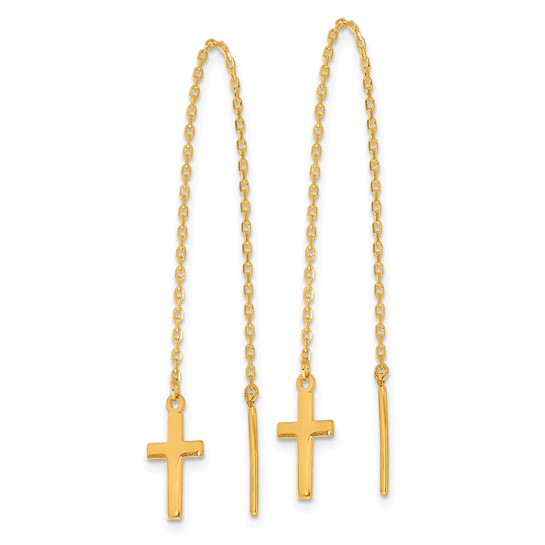 Latin Cross Threaded Earrings - 24K Yellow Gold