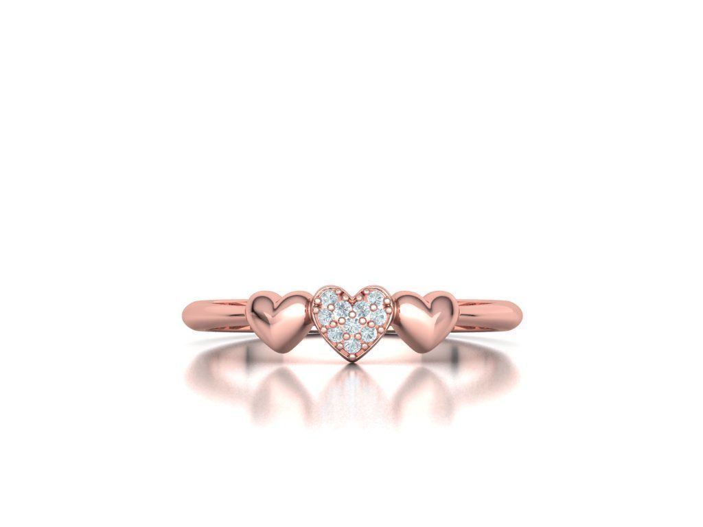 Love Hearts Natural Diamond Everyday Ring (1/10ctw)