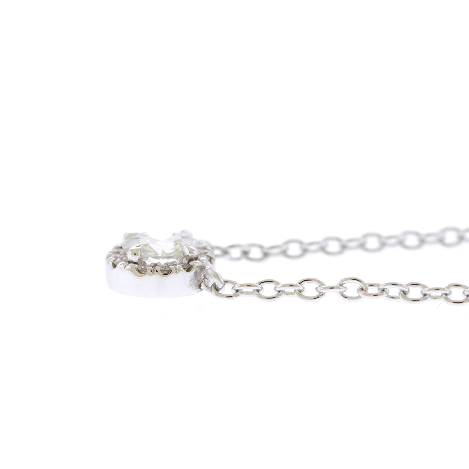 Old European Natural Diamond Halo Necklace - 14K White Gold (3/8ctw)