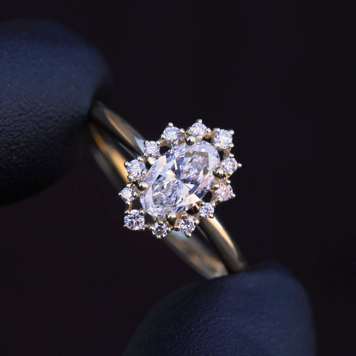 Custom Design Deposit - Oval Brilliant GIA Certified Natural Diamond Cluster Halo Engagement Ring