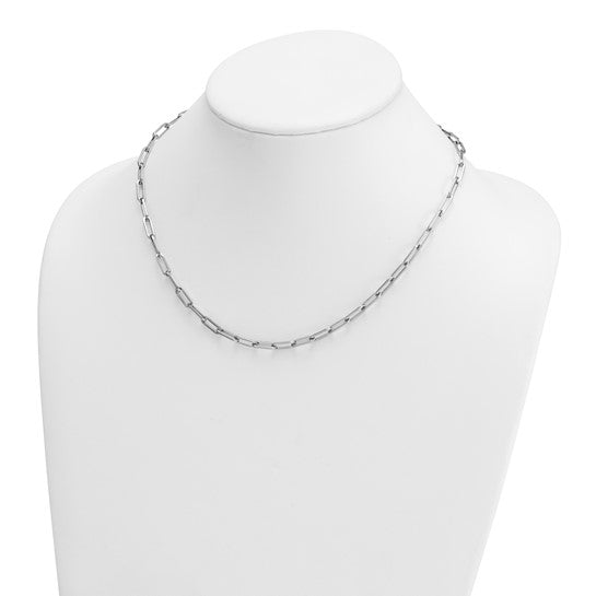 3.7mm Paperclip Link Chain Necklace - Platinum