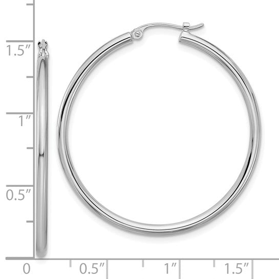 35mm Round Hoop Earrings - Platinum