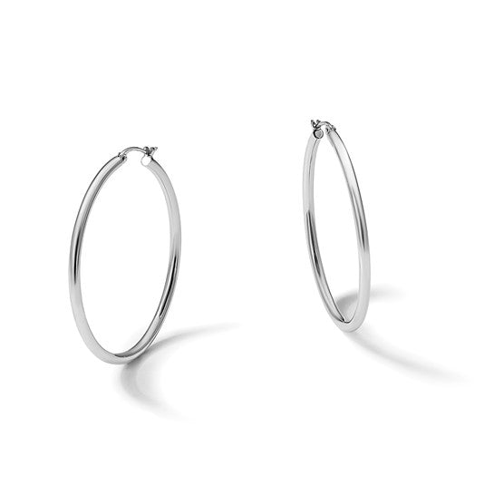 35mm Round Hoop Earrings - Platinum