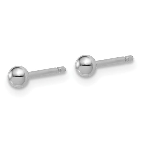 3mm Ball Post Stud Earrings - Platinum