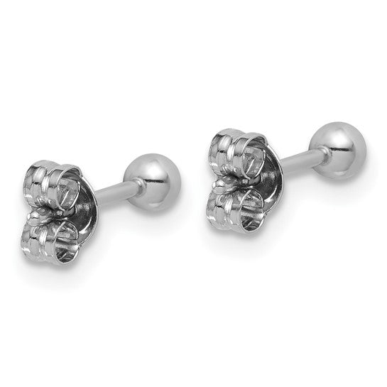 3mm Ball Post Stud Earrings - Platinum