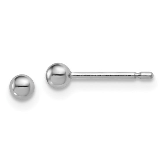 3mm Ball Post Stud Earrings - Platinum