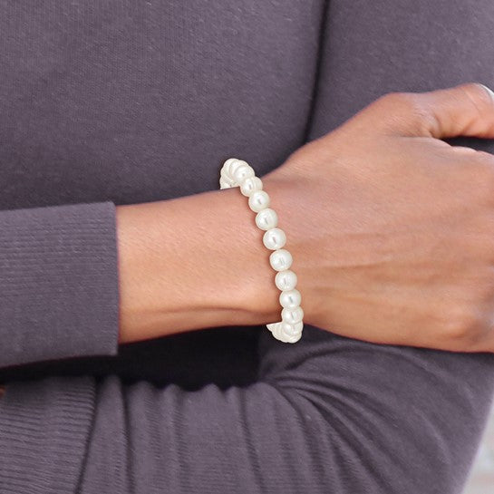 6-7mm White Freshwater Cultured Pearl Stretch Bracelet