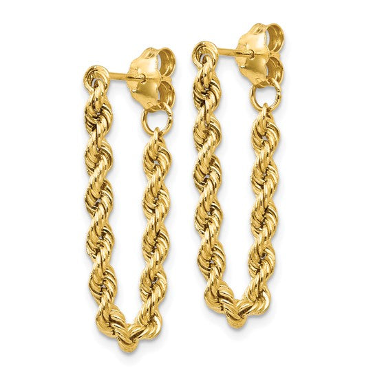 Rope Semi-Solid Gold Dangle Earrings - 28mm