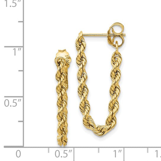 Rope Semi-Solid Gold Dangle Earrings - 28mm