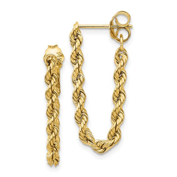 Rope Semi-Solid Gold Dangle Earrings - 28mm